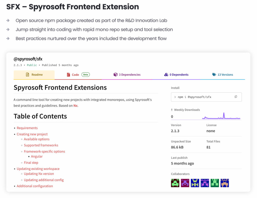 what is sfx spyrosoft frontend development extension 