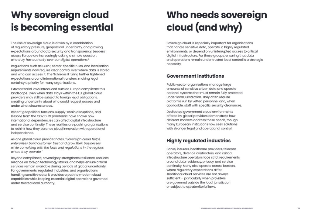 Sovereign cloud: navigating Europe’s digital sovereignty ebook pages 4-5