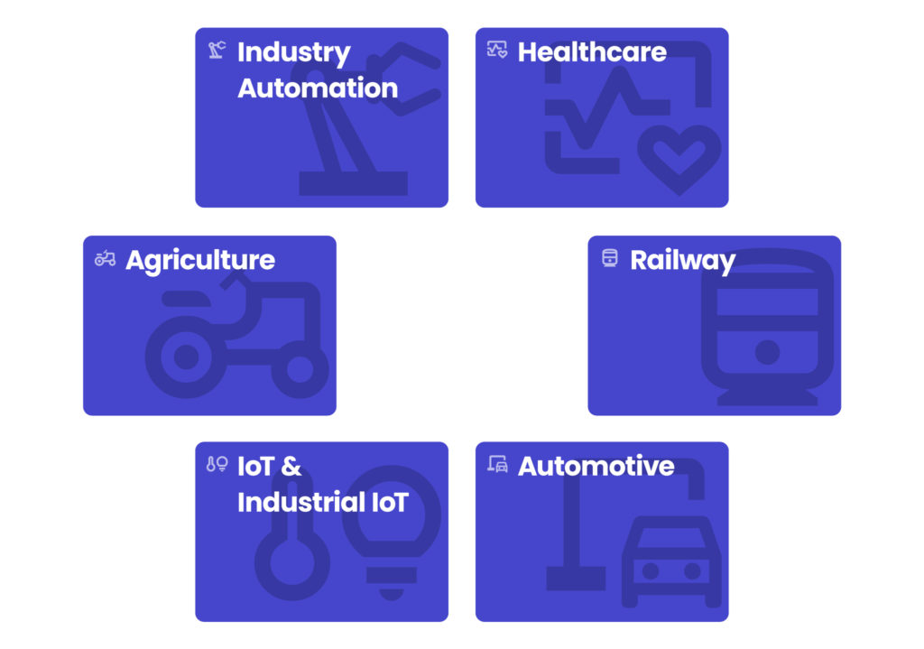 Embassy across industries
- Industry Automation
- Healthcare
- Railway
- Automotive
- IoT & Indsutrial IoT
- Agriculture